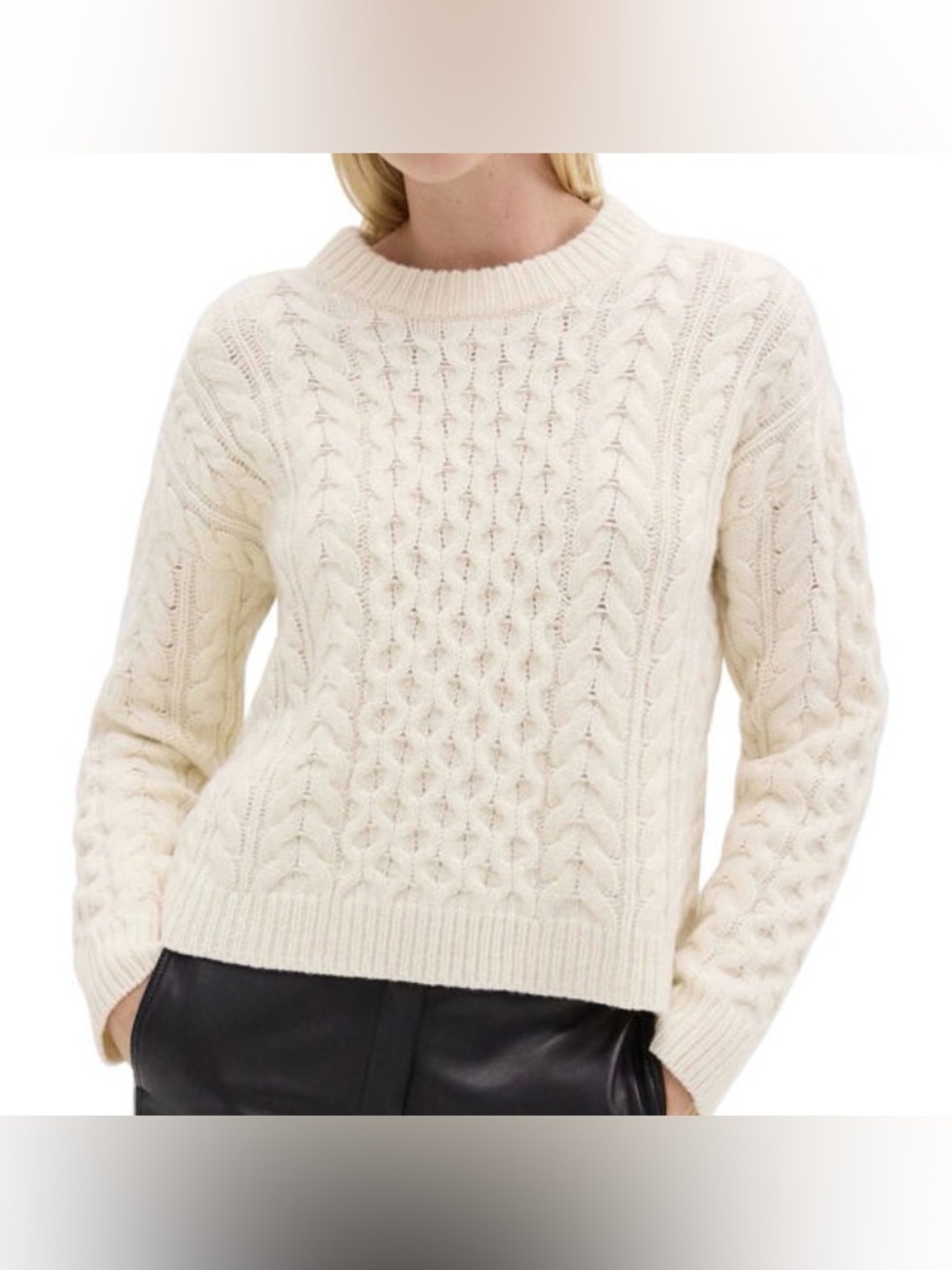 Theory Cable Knit Wool &
Cashmere Blend Sweater Ivory
Cream Crewneck Size L